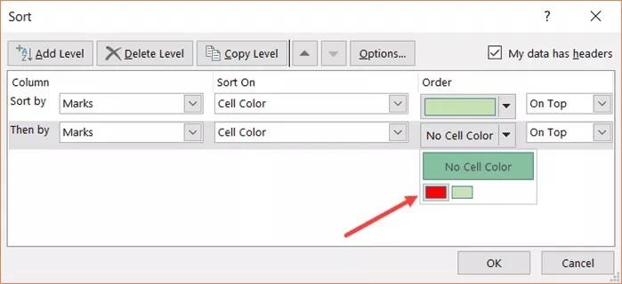 Hướng dẫn cách sắp xếp dữ liệu trong Excel theo màu chi tiết